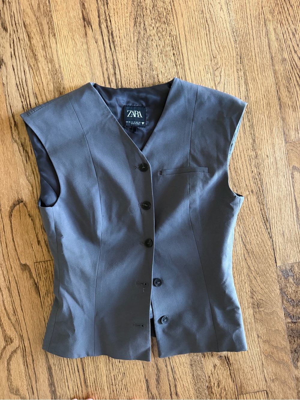 ZARA Gray Tailored Sleeveless Button Vest